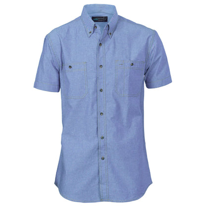 Cotton Chambray Shirt , Twin Pocket - Short Sleeve: 4101
