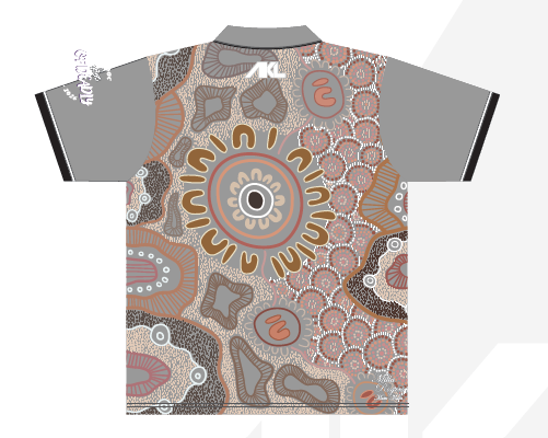 2026 NAIDOC Grey Sublimated Polo - Milla Rogers