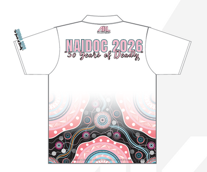 2026 NAIDOC White Sublimated Polo - Brenton Bowen